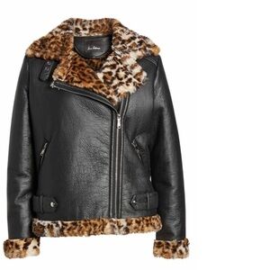 Sam Edelman Leopard Shearling Leather
Moto Jacket Size S